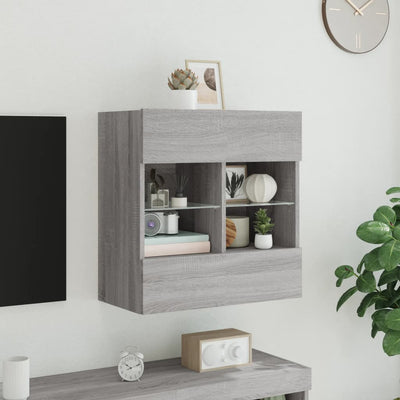 TV-seinäkaappi LED-valoilla harmaa Sonoma 58,5x30x60,5 cm
