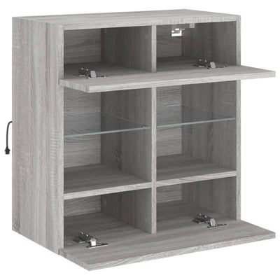 TV-seinäkaappi LED-valoilla harmaa Sonoma 58,5x30x60,5 cm