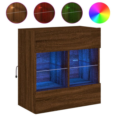 TV-seinäkaappi LED-valoilla ruskea tammi 58,5x30x60,5 cm