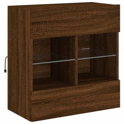 TV-seinäkaappi LED-valoilla ruskea tammi 58,5x30x60,5 cm