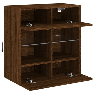 TV-seinäkaappi LED-valoilla ruskea tammi 58,5x30x60,5 cm