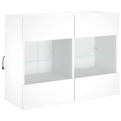 TV-seinäkaappi LED-valoilla valkoinen 78,5x30x60,5 cm