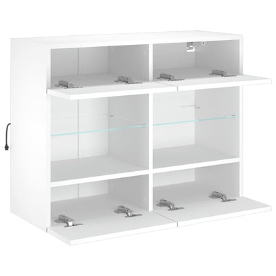 TV-seinäkaappi LED-valoilla valkoinen 78,5x30x60,5 cm