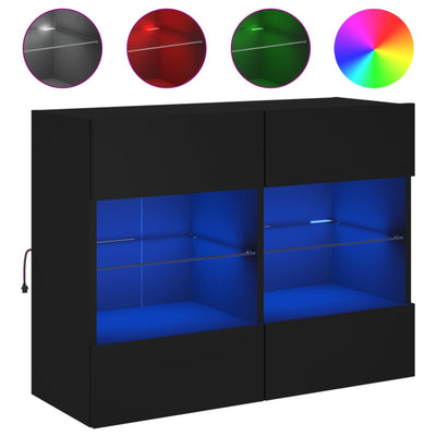 TV-seinäkaappi LED-valoilla musta 78,5x30x60,5 cm