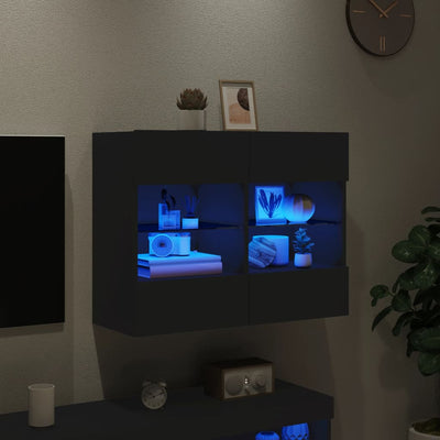TV-seinäkaappi LED-valoilla musta 78,5x30x60,5 cm