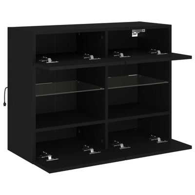 TV-seinäkaappi LED-valoilla musta 78,5x30x60,5 cm
