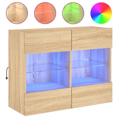 TV-seinäkaappi LED-valoilla Sonoma-tammi 78,5x30x60,5 cm