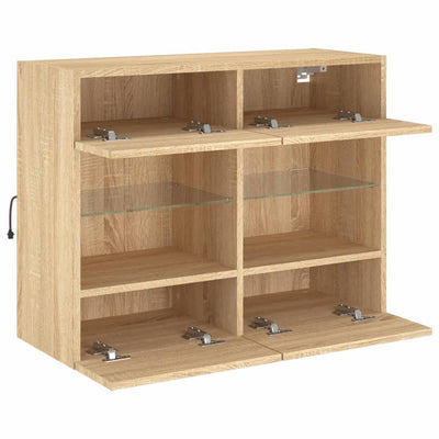 TV-seinäkaappi LED-valoilla Sonoma-tammi 78,5x30x60,5 cm