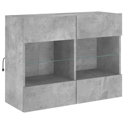TV-seinäkaappi LED-valoilla betoninharmaa 78,5x30x60,5 cm