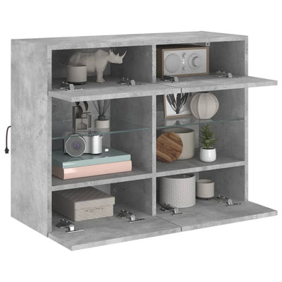TV-seinäkaappi LED-valoilla betoninharmaa 78,5x30x60,5 cm