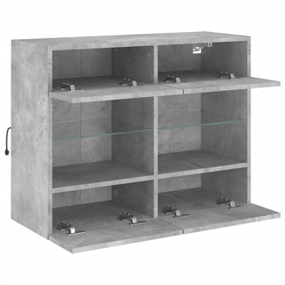TV-seinäkaappi LED-valoilla betoninharmaa 78,5x30x60,5 cm