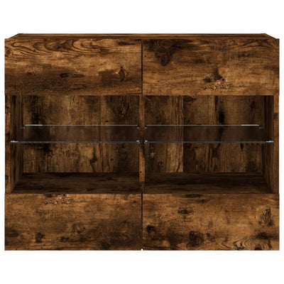 TV-seinäkaappi LED-valoilla savutammi 78,5x30x60,5 cm