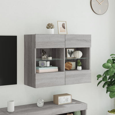 TV-seinäkaappi LED-valoilla harmaa Sonoma 78,5x30x60,5 cm
