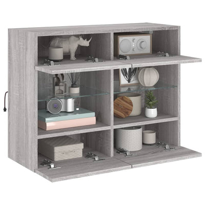 TV-seinäkaappi LED-valoilla harmaa Sonoma 78,5x30x60,5 cm
