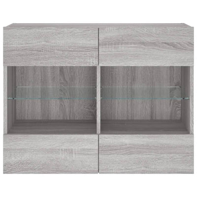 TV-seinäkaappi LED-valoilla harmaa Sonoma 78,5x30x60,5 cm