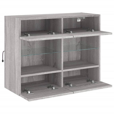 TV-seinäkaappi LED-valoilla harmaa Sonoma 78,5x30x60,5 cm