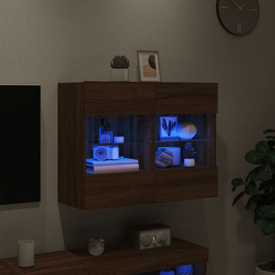 TV-seinäkaappi LED-valoilla ruskea tammi 78,5x30x60,5 cm