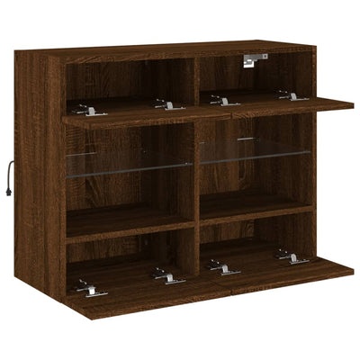 TV-seinäkaappi LED-valoilla ruskea tammi 78,5x30x60,5 cm