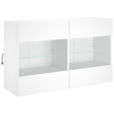 TV-seinäkaappi LED-valoilla valkoinen 98,5x30x60,5 cm