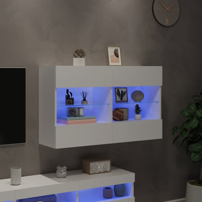 TV-seinäkaappi LED-valoilla valkoinen 98,5x30x60,5 cm