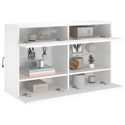 TV-seinäkaappi LED-valoilla valkoinen 98,5x30x60,5 cm