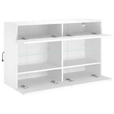 TV-seinäkaappi LED-valoilla valkoinen 98,5x30x60,5 cm