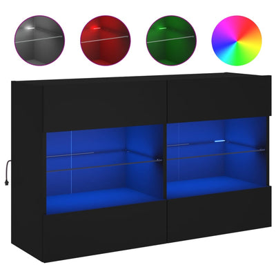 TV-seinäkaappi LED-valoilla musta 98,5x30x60,5 cm