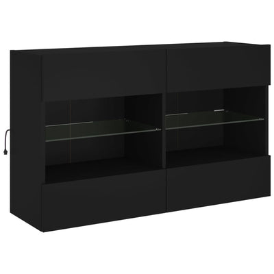 TV-seinäkaappi LED-valoilla musta 98,5x30x60,5 cm
