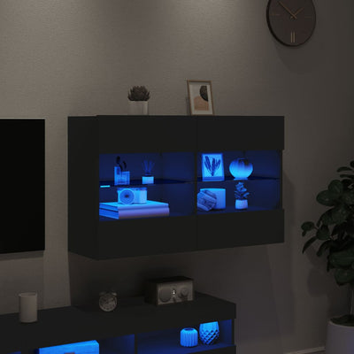 TV-seinäkaappi LED-valoilla musta 98,5x30x60,5 cm