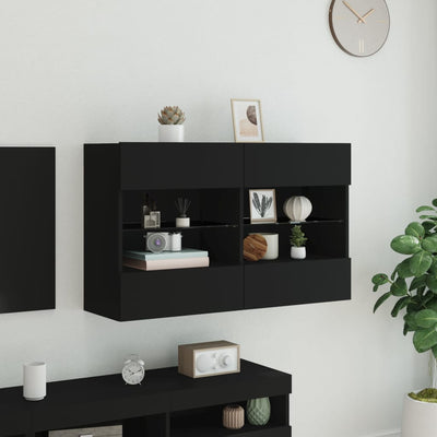 TV-seinäkaappi LED-valoilla musta 98,5x30x60,5 cm