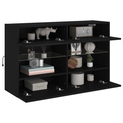 TV-seinäkaappi LED-valoilla musta 98,5x30x60,5 cm