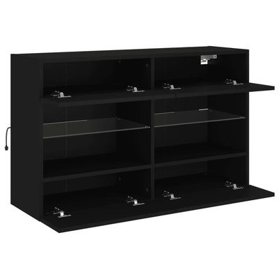 TV-seinäkaappi LED-valoilla musta 98,5x30x60,5 cm