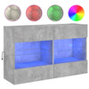 TV-seinäkaappi LED-valoilla betoninharmaa 98,5x30x60,5 cm