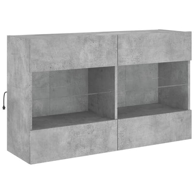 TV-seinäkaappi LED-valoilla betoninharmaa 98,5x30x60,5 cm