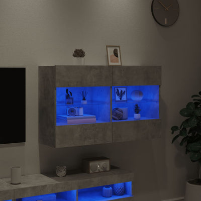 TV-seinäkaappi LED-valoilla betoninharmaa 98,5x30x60,5 cm