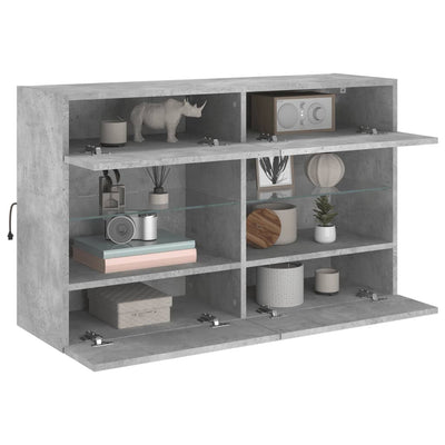 TV-seinäkaappi LED-valoilla betoninharmaa 98,5x30x60,5 cm