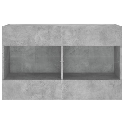 TV-seinäkaappi LED-valoilla betoninharmaa 98,5x30x60,5 cm