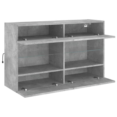 TV-seinäkaappi LED-valoilla betoninharmaa 98,5x30x60,5 cm