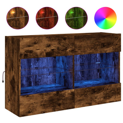 TV-seinäkaappi LED-valoilla savutammi 98,5x30x60,5 cm