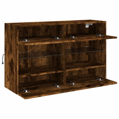 TV-seinäkaappi LED-valoilla savutammi 98,5x30x60,5 cm