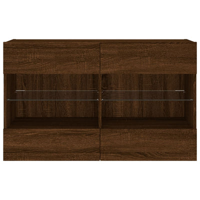 TV-seinäkaappi LED-valoilla ruskea tammi 98,5x30x60,5 cm