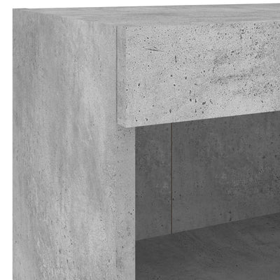 Yöpöytä LED-valoilla seinäkiinnitettävä betoninharmaa