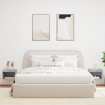 Betoninharmaa yöpöydät led-valoilla seinäkiinnitettävät Vladislava (2 kpl)