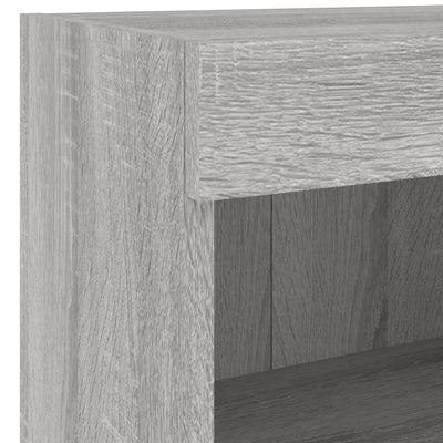 Yöpöytä LED-valoilla seinäkiinnitettävä harmaa Sonoma