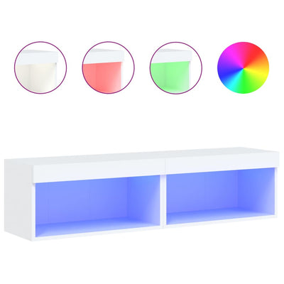 TV-tasot LED-valoilla 2 kpl valkoinen 60x30x30 cm