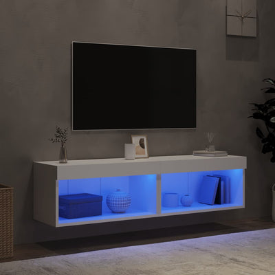 TV-tasot LED-valoilla 2 kpl valkoinen 60x30x30 cm