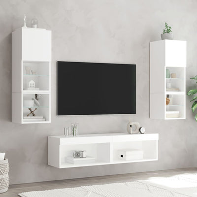 TV-tasot LED-valoilla 2 kpl valkoinen 60x30x30 cm