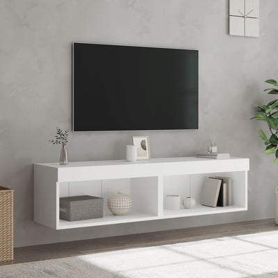 TV-tasot LED-valoilla 2 kpl valkoinen 60x30x30 cm