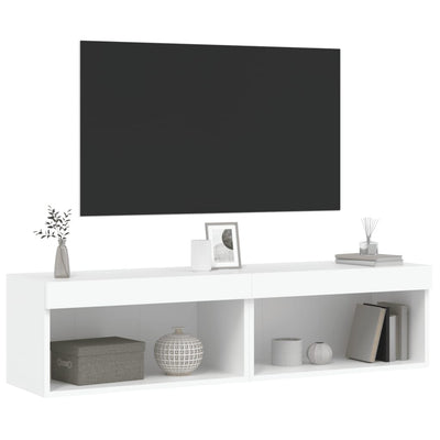 TV-tasot LED-valoilla 2 kpl valkoinen 60x30x30 cm