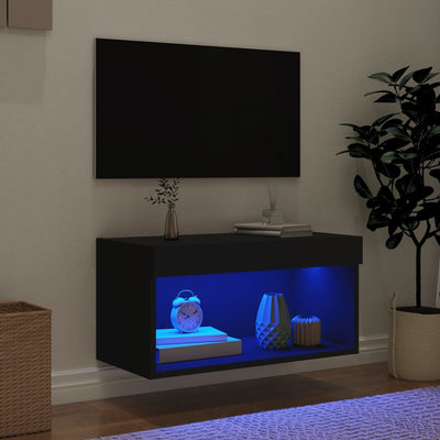 TV-taso LED-valoilla musta 60x30x30 cm
